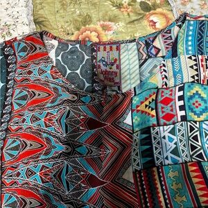 Johnny Was Red and Blue Geometric Print Top